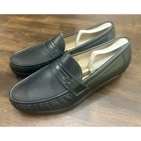 New SAS Ace Loafers Shoes Mens Size 11 W Black Leather Handsewn Work Once main image 5